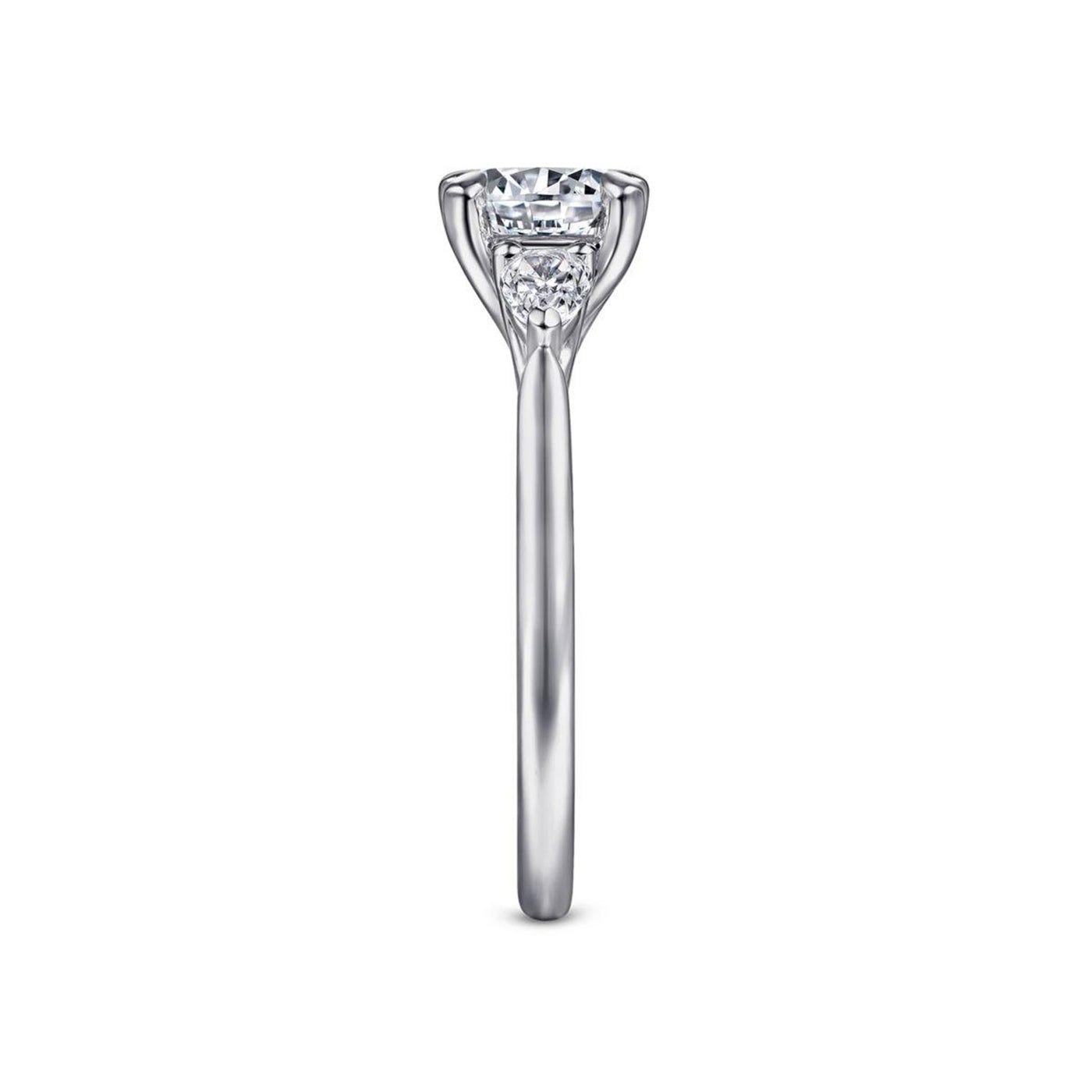 Gabriel 14K White Gold .35ctw Three Stone Style Diamond Semi-Mount Engagement Ring