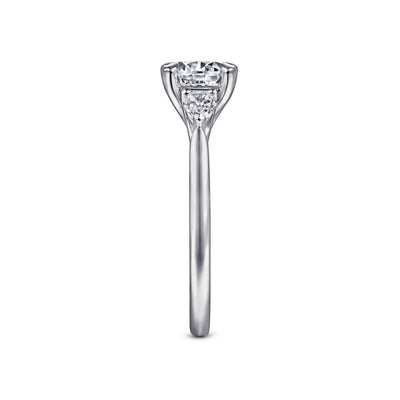 Gabriel 14K White Gold .35ctw Three Stone Style Diamond Semi-Mount Engagement Ring