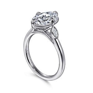 Gabriel - Contemporary Collection 14K White Gold 0.10ctw 4 Prong Style Diamond Semi-Mount Engagement Ring