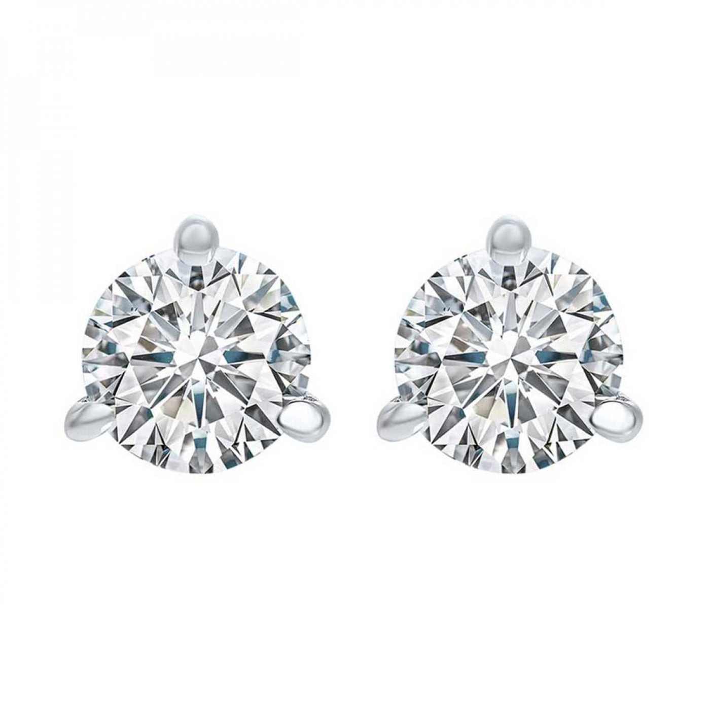 14K White Gold 0.75ctw Diamond Stud Earrings in Three Prong Martini Settings