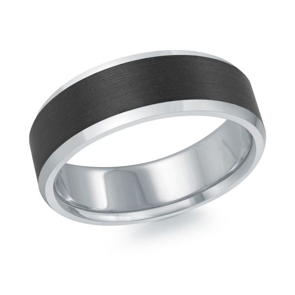 Malo 7mm Carbon FIber and 14K White Gold Wedding Band