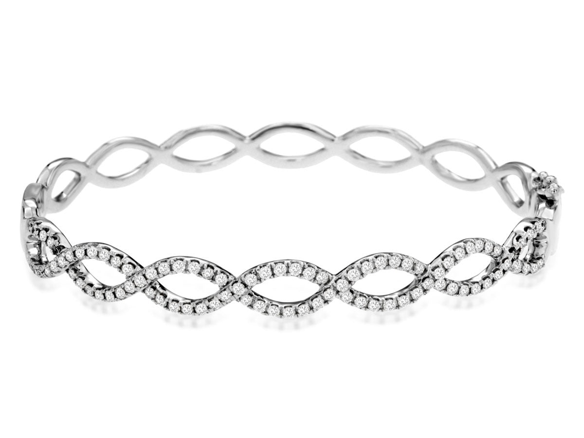 14K White Gold 1.1ctw 7" Bangle Style Diamond Bracelet