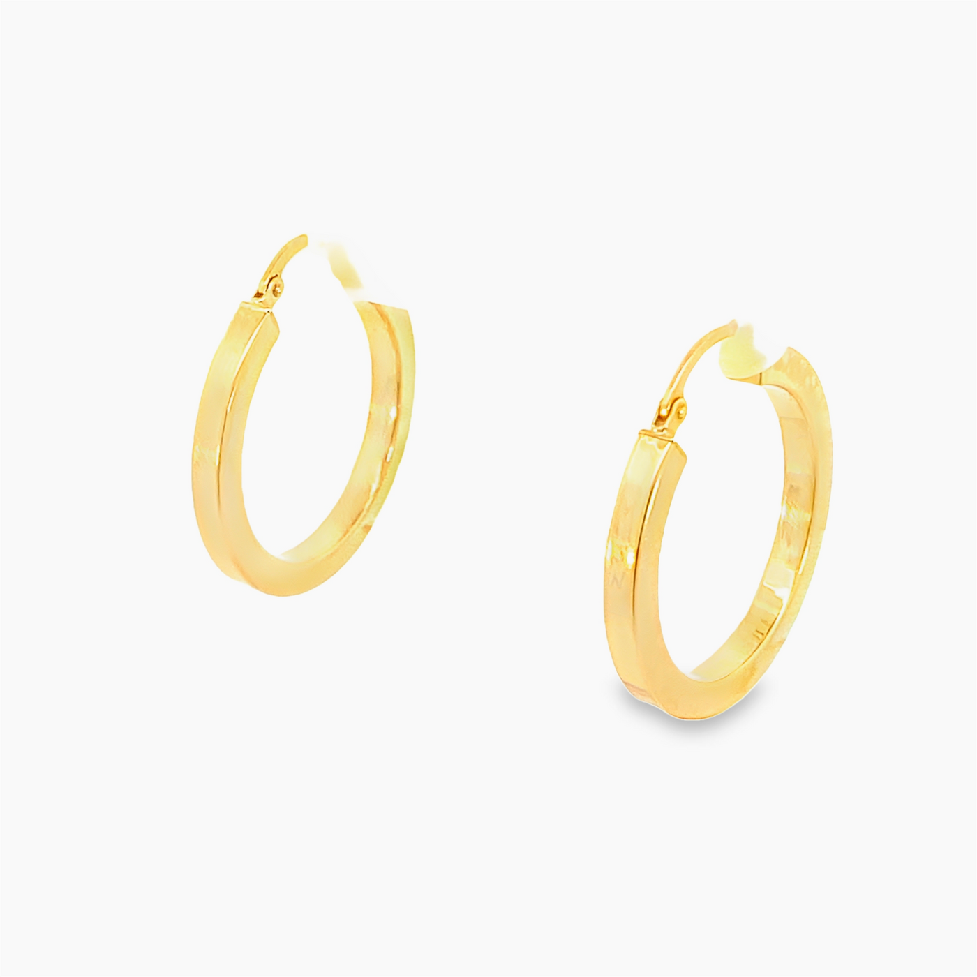 Estate 18K Yellow Gold 3mm x 27mm Traditional Round Hoop Style Earrings
