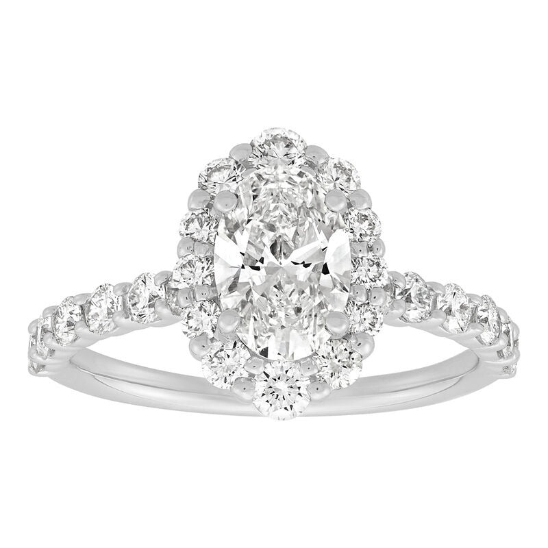 Armadani 14K White Gold 2.00ctw Oval Halo Lab Grown Diamond Engagement Ring