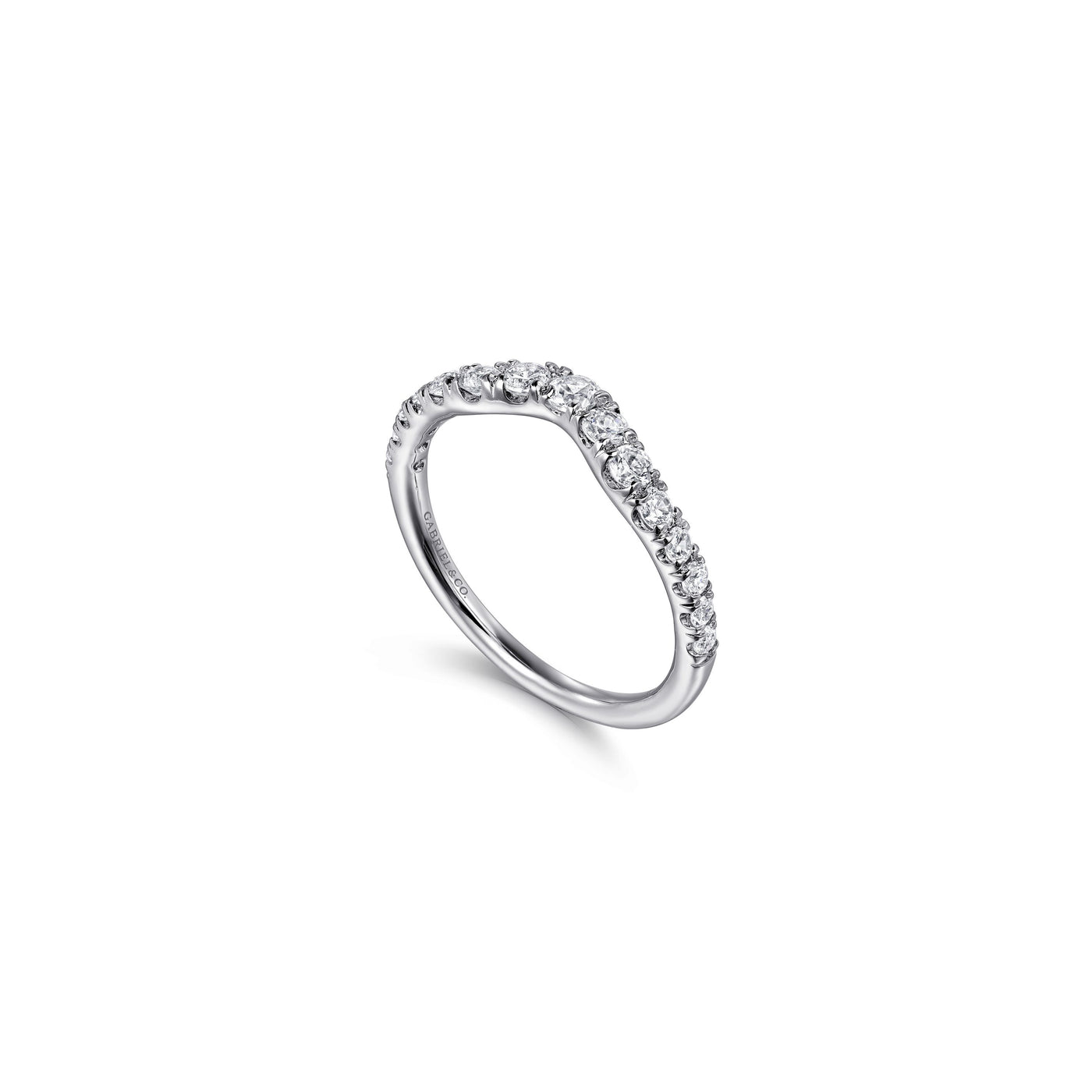 Gabriel 14K White Gold 0.50ctw Contoured Diamond Band