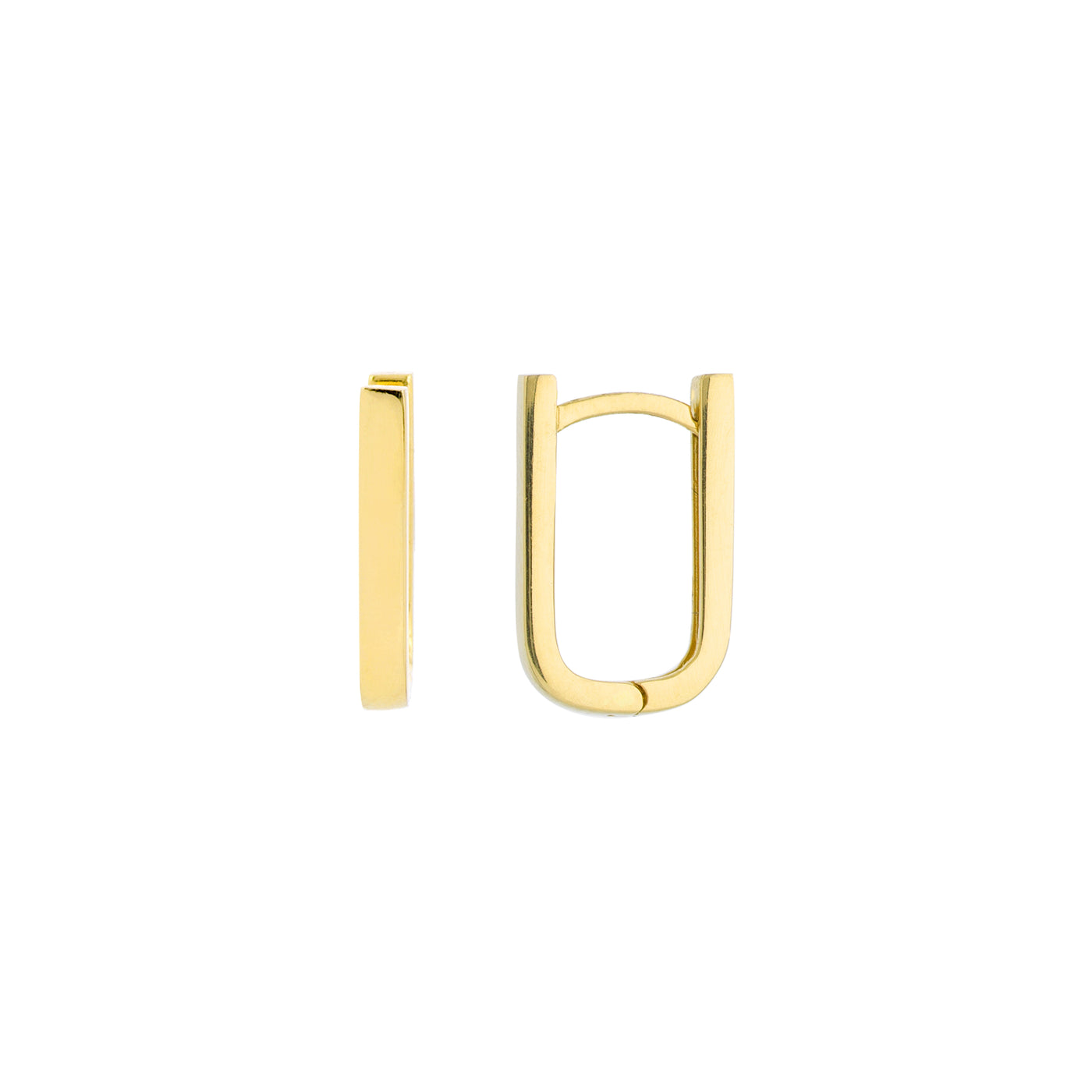 14K Yellow Gold Paperclip Huggie Style Earrings