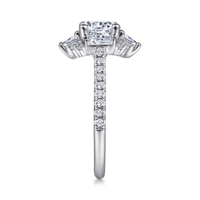 14K White Gold .67ctw Fancy Halo Style Diamond Semi-Mount Engagement Ring