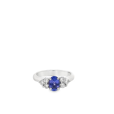 Estate 14K White Gold 1.13ctw Multi Stone Style Tanzanite and Diamonds Ring