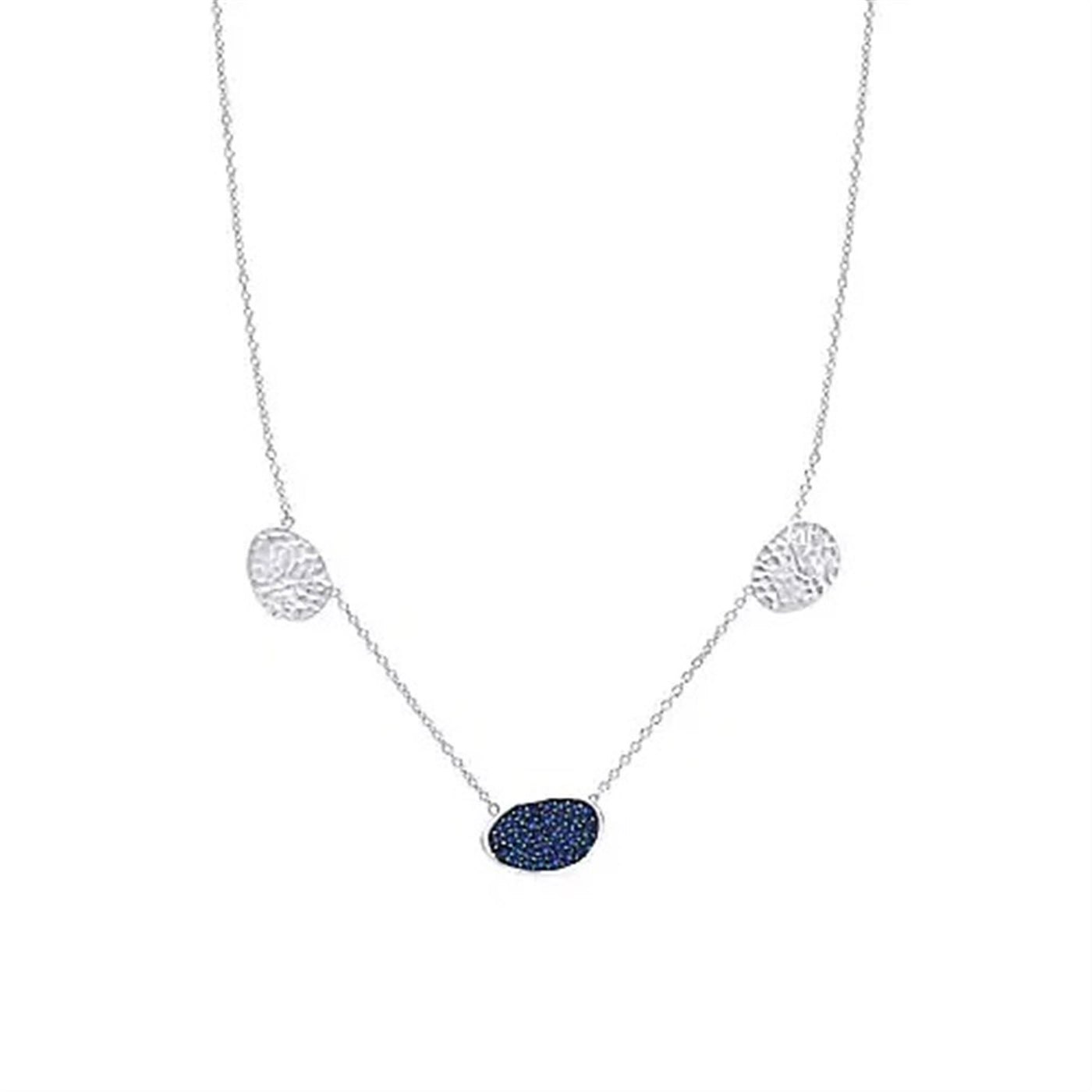 Sterling Silver  Contemporary Style Pendant Featuring Sapphires