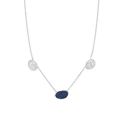 Sterling Silver  Contemporary Style Pendant Featuring Sapphires