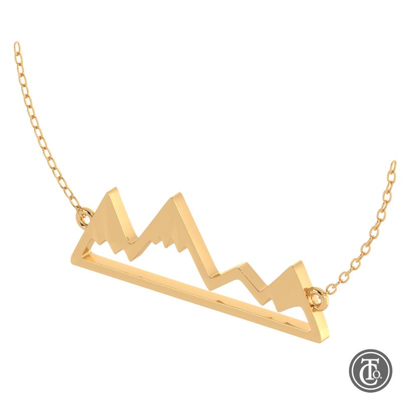 14K Yellow Gold 18" Adjustable Mountain Style Bar Necklace