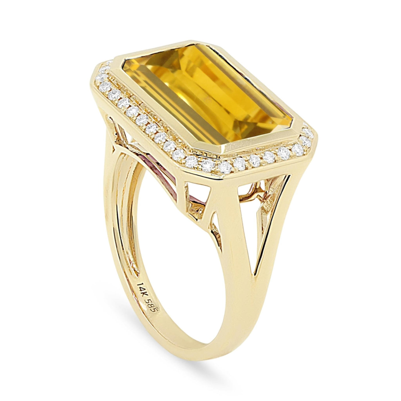 Madison L 14K Yellow Gold 6.63ctw Halo Style Citrine and Diamonds Ring