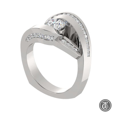 14K White Gold 1.39ctw Bezel Diamond Engagement Ring