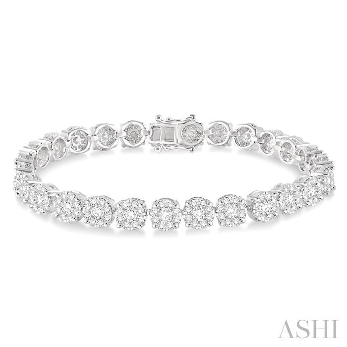14K White Gold 7.00ctw 7" Tennis Style Diamond Bracelet