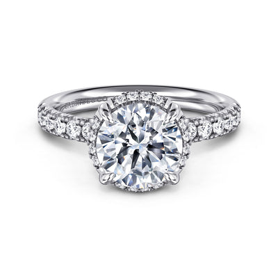 Gabriel 14K White Gold 0.423ctw 4 Prong Style Diamond Semi-Mount Engagement Ring