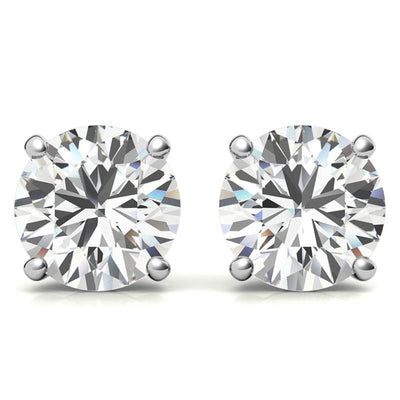 14K White Gold 0.75ctw Diamond Stud Earrings in Four Prong Basket Settings