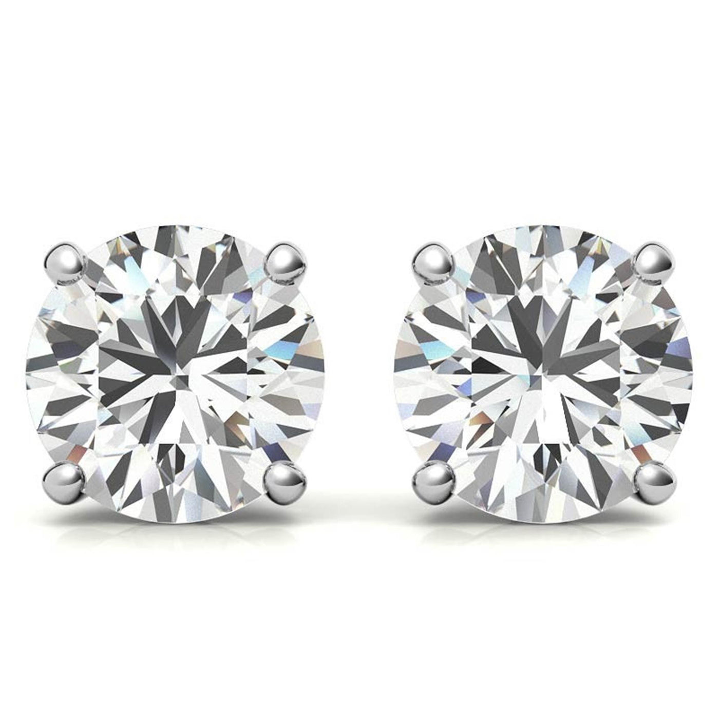 14K White Gold 1.21ctw Diamond Stud Earrings in Four Prong Martini Settings