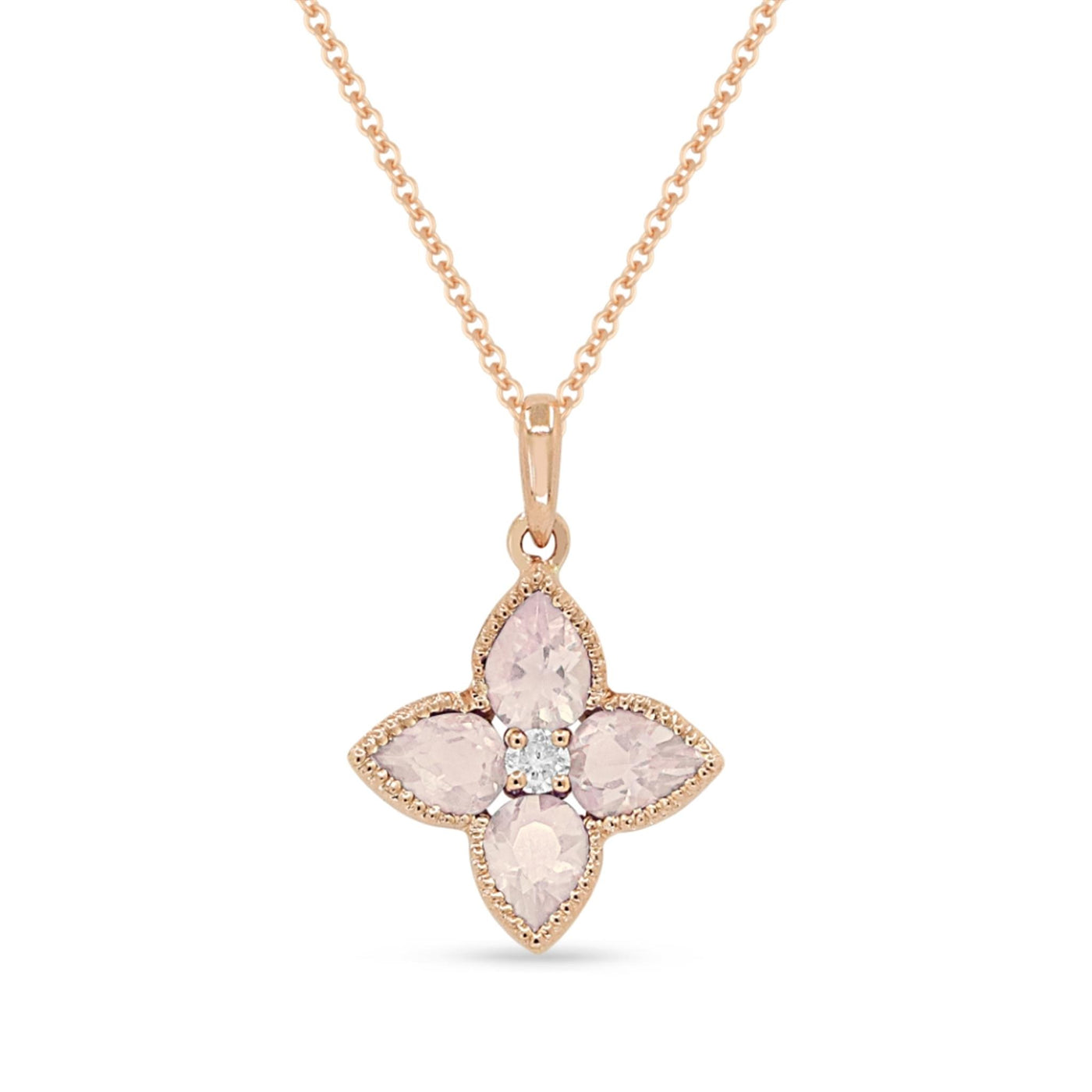 Madison L 14K Rose Gold 0.73ctw Floral Style Created Morganite Necklace