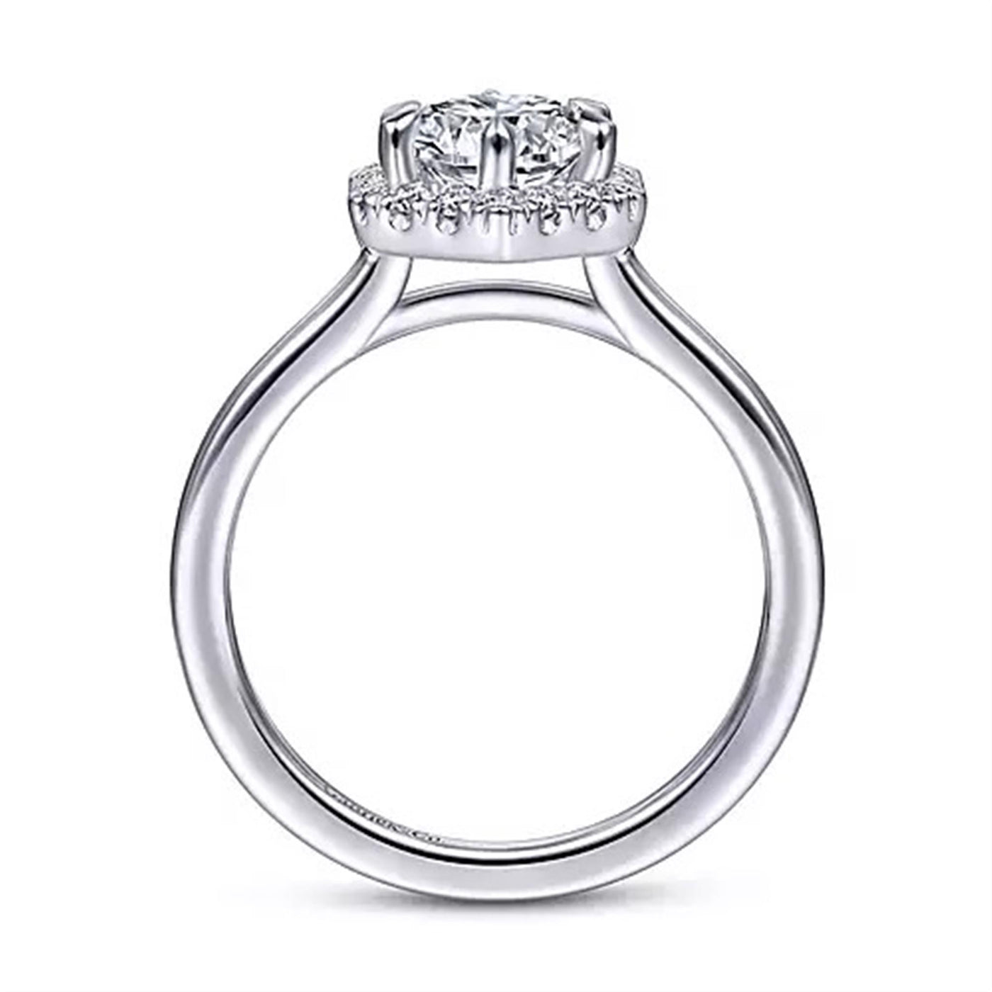 Gabriel - Contemporary Collection 14K White Gold .15ctw Round Halo Style Diamond Semi-Mount Engagement Ring
