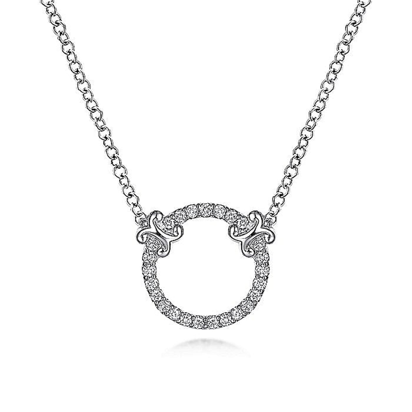 Gabriel 14K White Gold 0.12ctw Circle Style Necklace