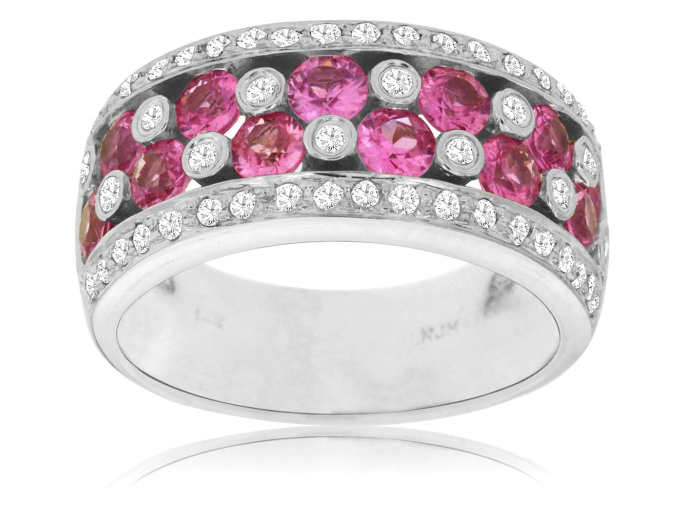 14K White Gold 2.30ctw Fancy Style Pink Sapphire and Diamond Ring