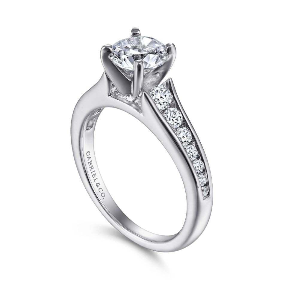 Gabriel 14K White Gold .50ctw 4 Prong Style Diamond Semi-Mount Engagement Ring