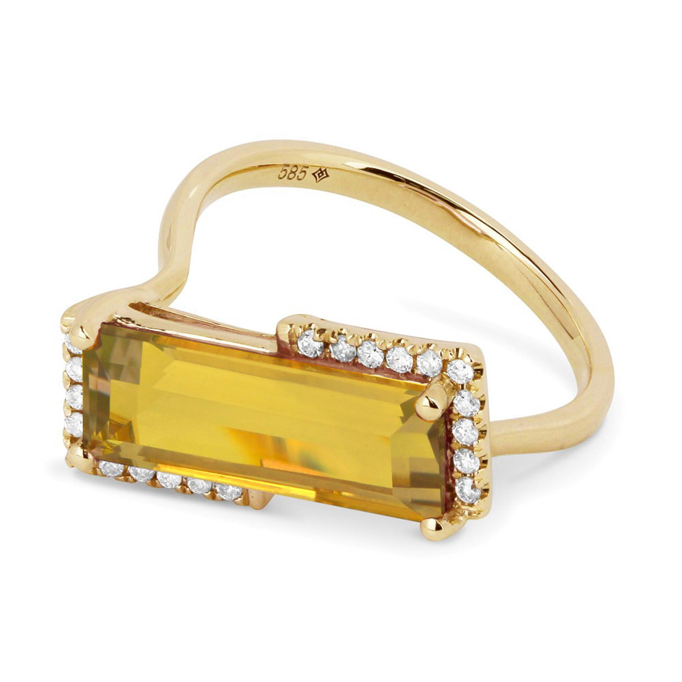 Madison L 14K Yellow Gold 3.29ctw Geometric Style Citrine and Diamonds Ring