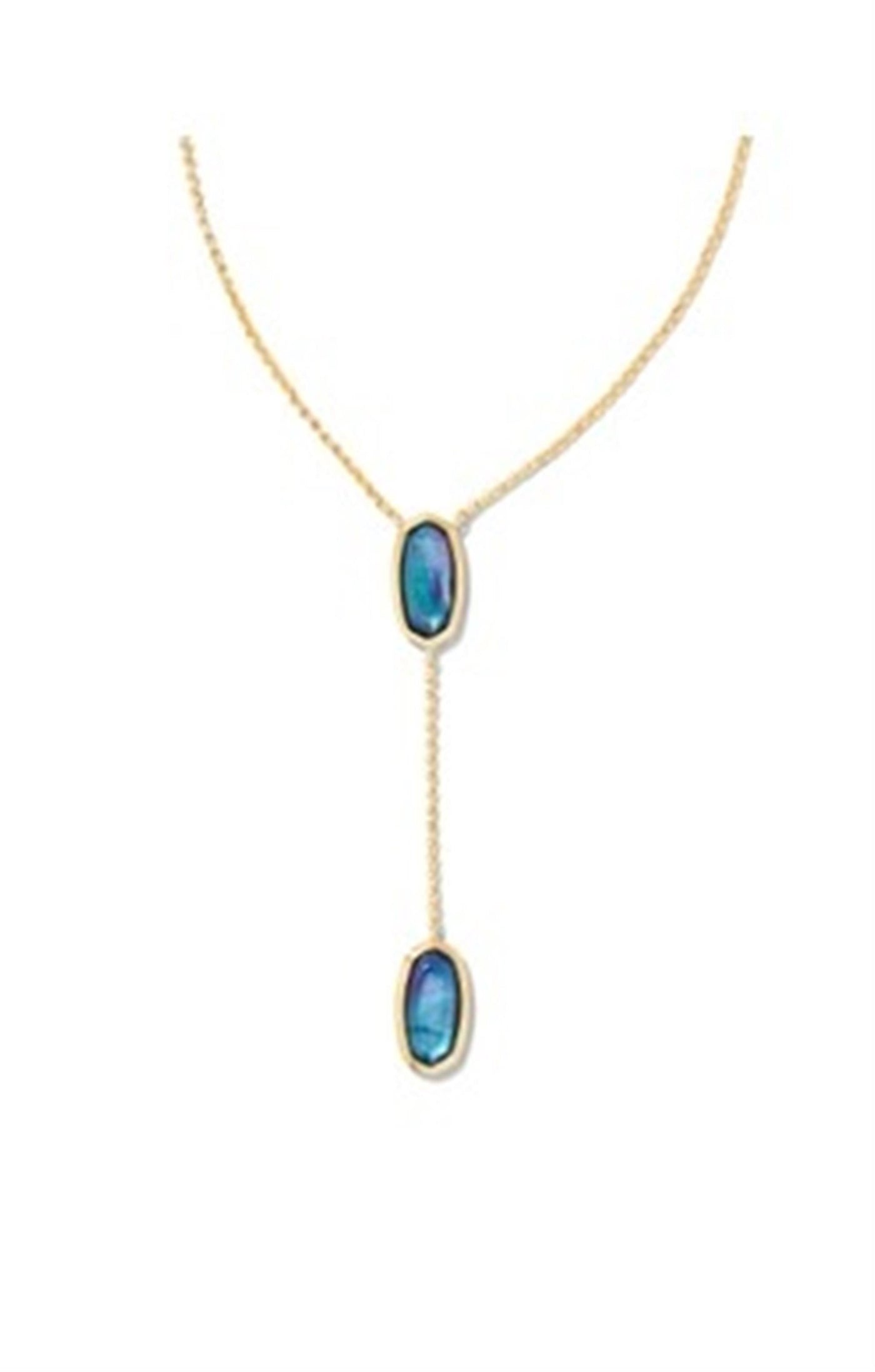 Gold Tone Necklace Featuring Dark Blue Mother of Pearl by Kendra Scott