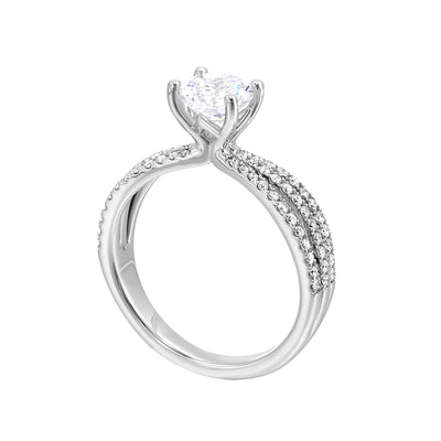 Thollot-Colorado Cut 14K White Gold .33ctw 4 Prong Style Diamond Semi-Mount Engagement Ring