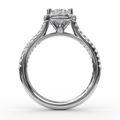 Fana 14K White Gold .31ctw Pear Halo Style Diamond Semi-Mount Engagement Ring