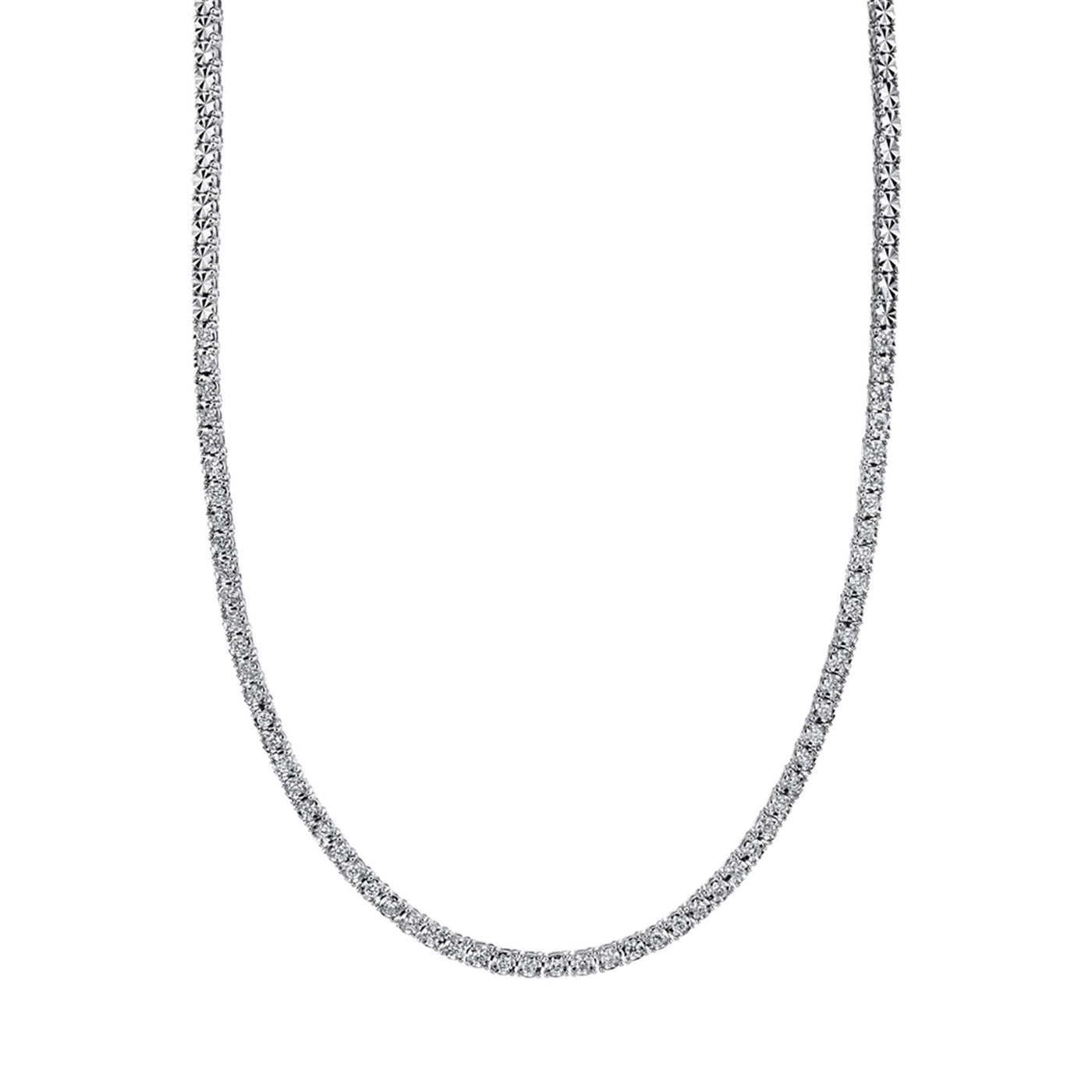Shy Creation 14K White Gold 0.95ctw Tennis Style Necklace