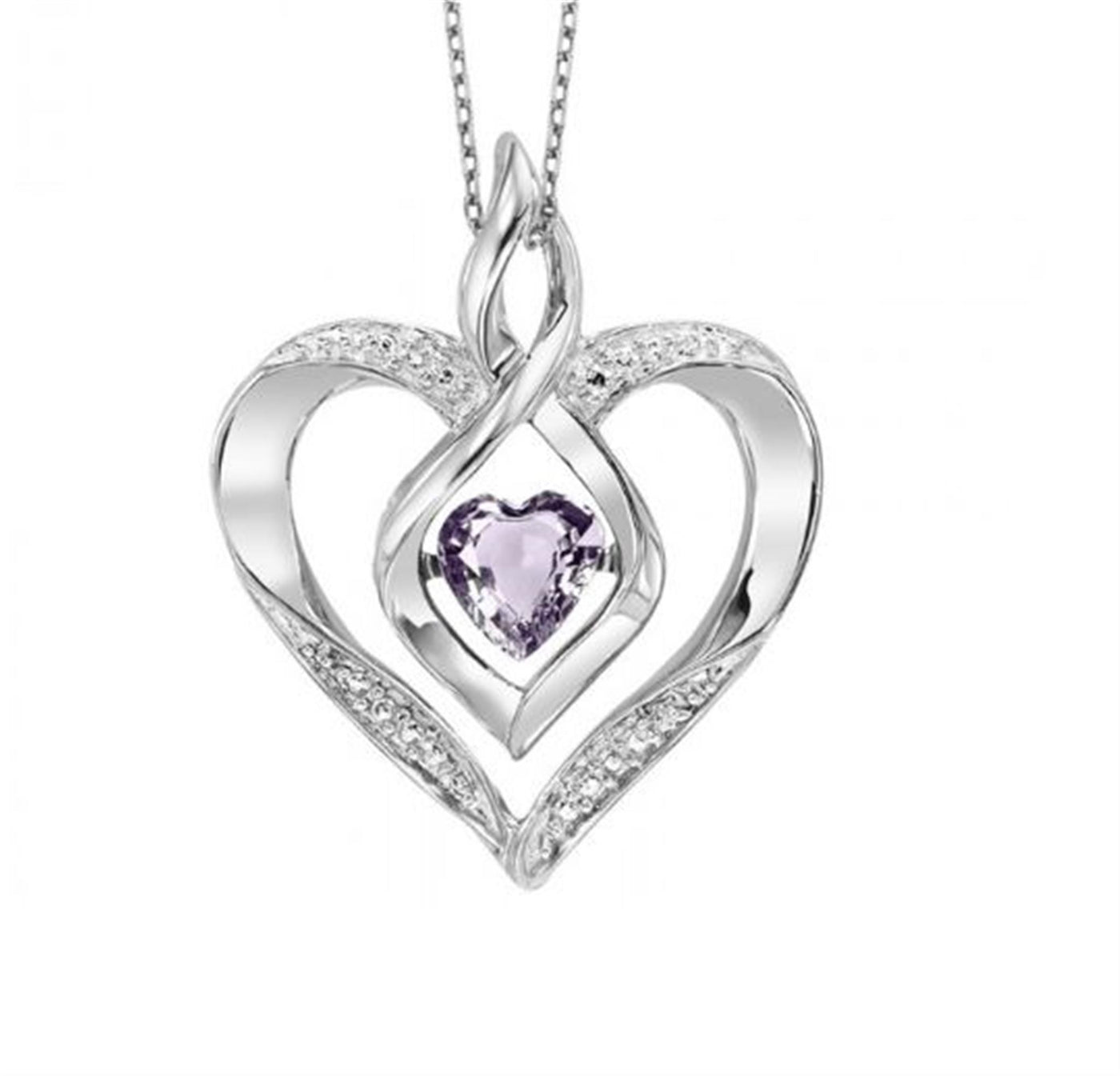 Sterling Silver .29ctw Rhythm of Love Style Pendant Featuring Created Alexandrite and Diamond
