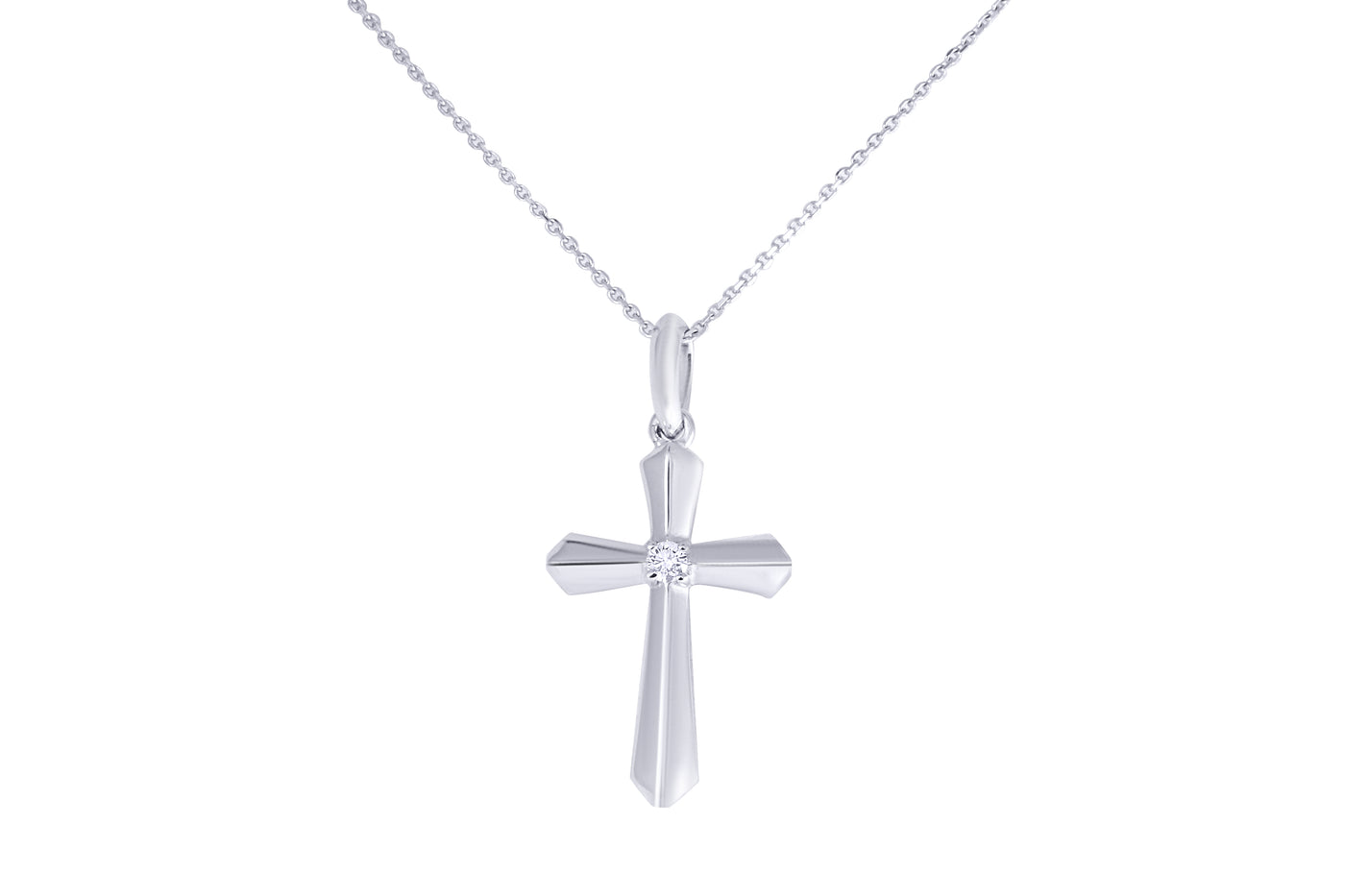 Malakan 14K White Gold .06ctw Cross Style Pendant