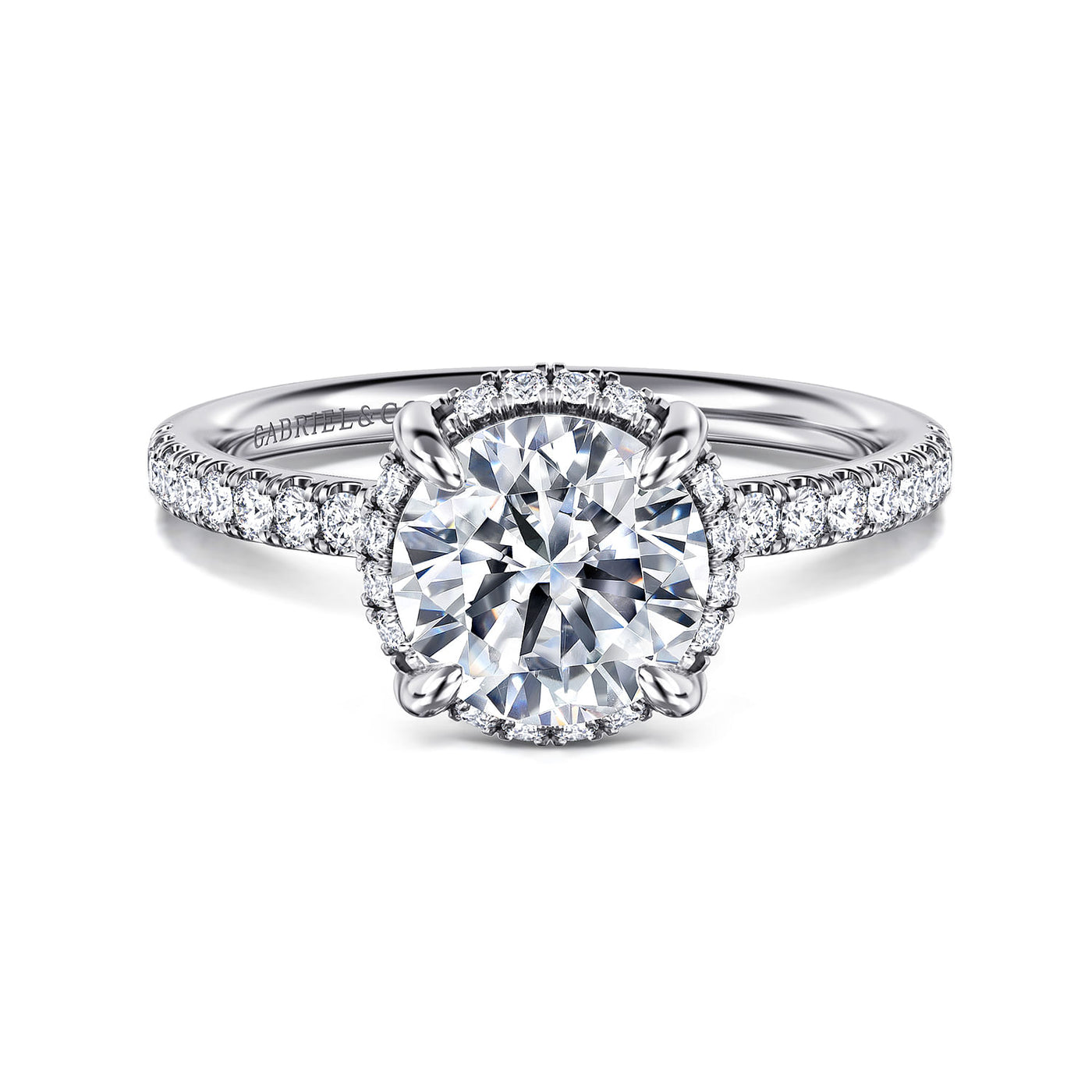 Gabriel 14K White Gold 0.30ctw 4 Prong Style Diamond Semi-Mount Engagement Ring