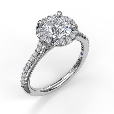 Fana 14K White Gold .32ctw Round Halo Style Diamond Semi-Mount Engagement Ring