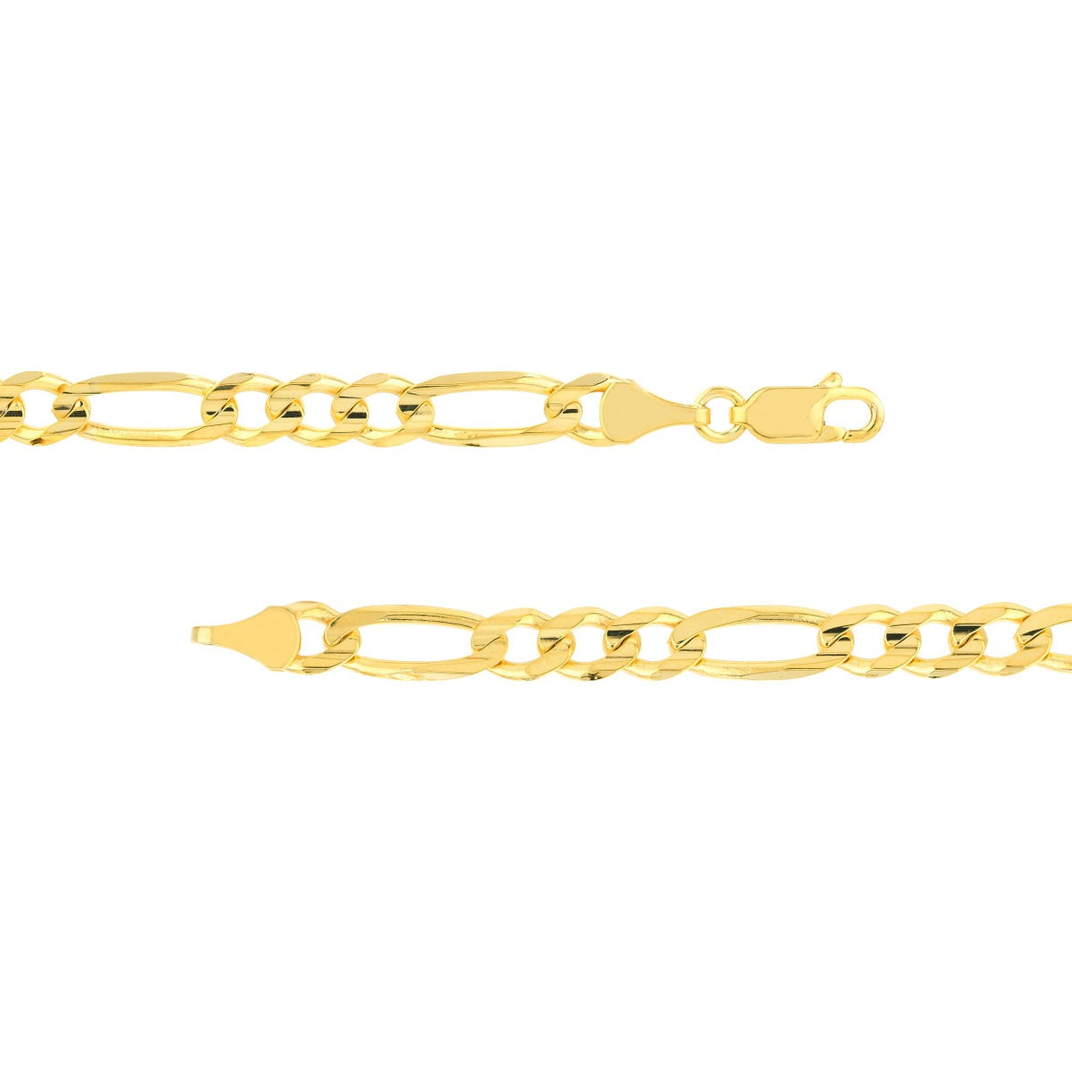 10K Yellow Gold 9" Solid  Figaro Chain
