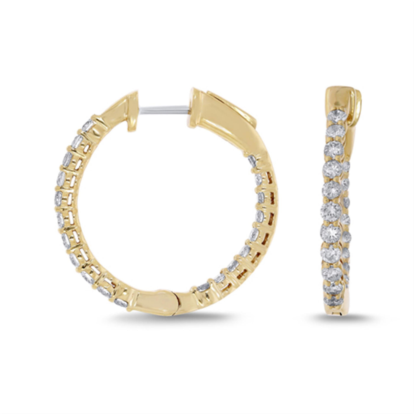 14K Yellow Gold 1.54ctw Fancy Hoop Style Lab Grown Diamond Earrings
