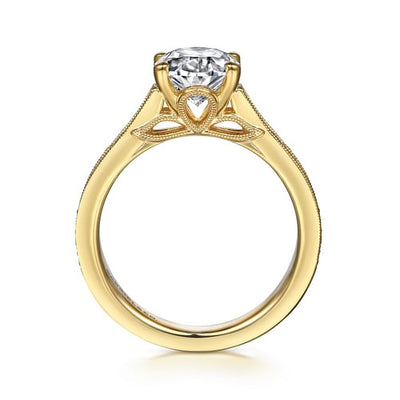 Gabriel 14K Yellow Gold 0.25ctw 4 Prong Style Diamond Semi-Mount Engagement Ring