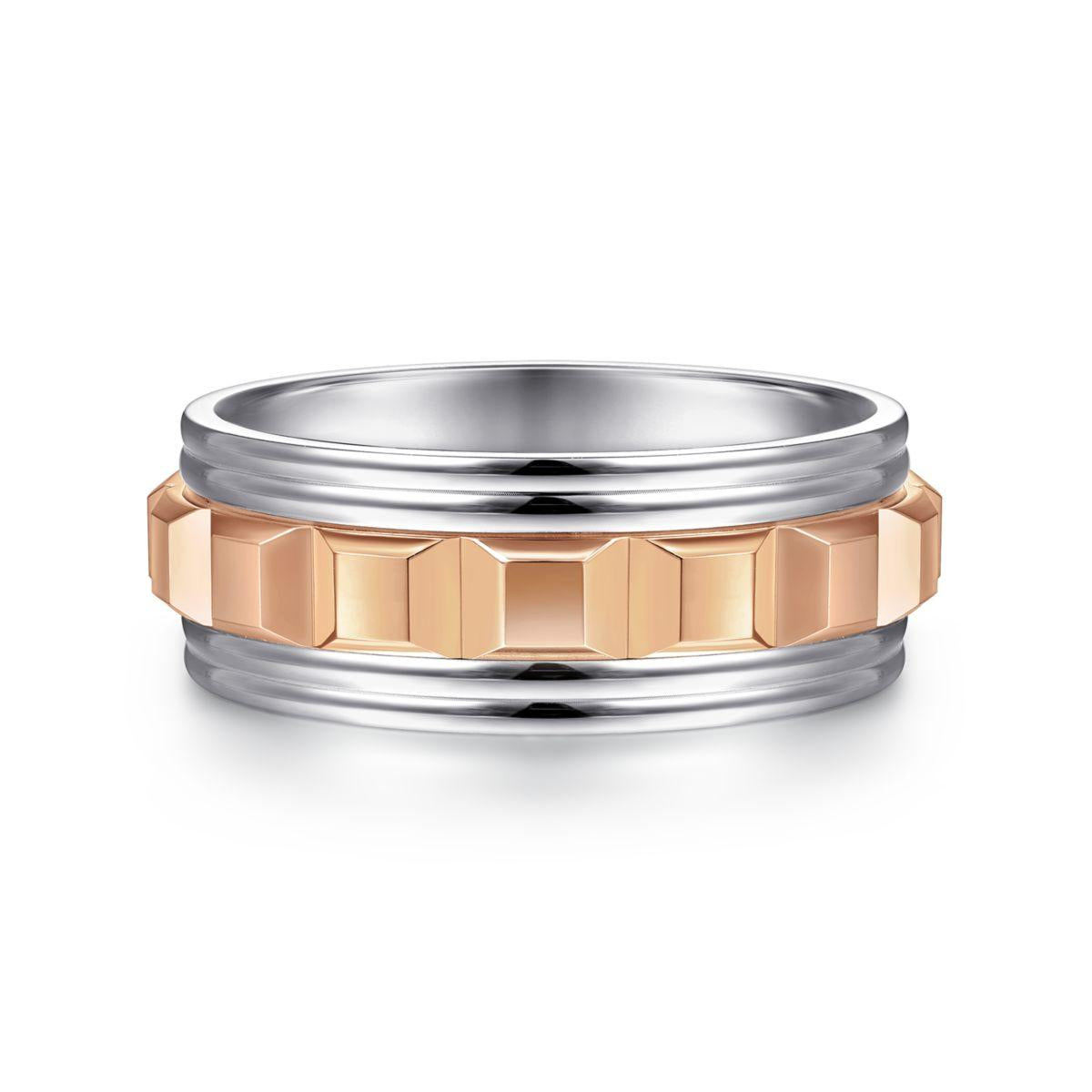 Gabriel 14K White & Rose Gold 8mm Wedding Band