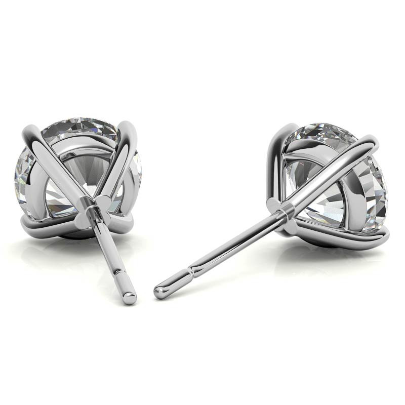 18K White Gold 0.74ctw Diamond Stud Earrings in Three Prong Martini Settings