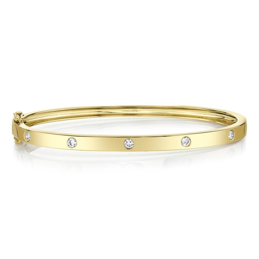 Shy Creation 14K Yellow Gold 0.38ctw Medium Bangle Style Diamond Bracelet