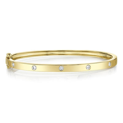 Shy Creation 14K Yellow Gold 0.38ctw Medium Bangle Style Diamond Bracelet