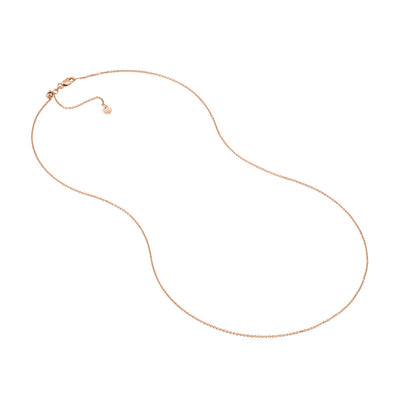 14K Rose Gold 1.1mm 22" Adjustable Cable Link Chain