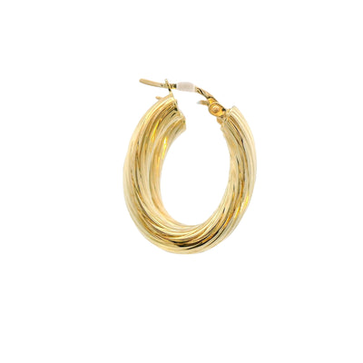 Estate 14K Yellow Gold 3.5mm x 23mm Oval Oval Hoop Style Earrings