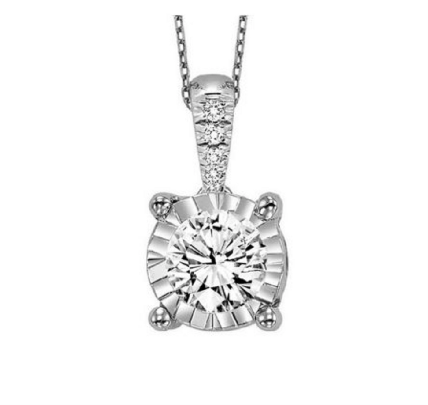 14K White Gold .50ctw Solitaire Style Pendant