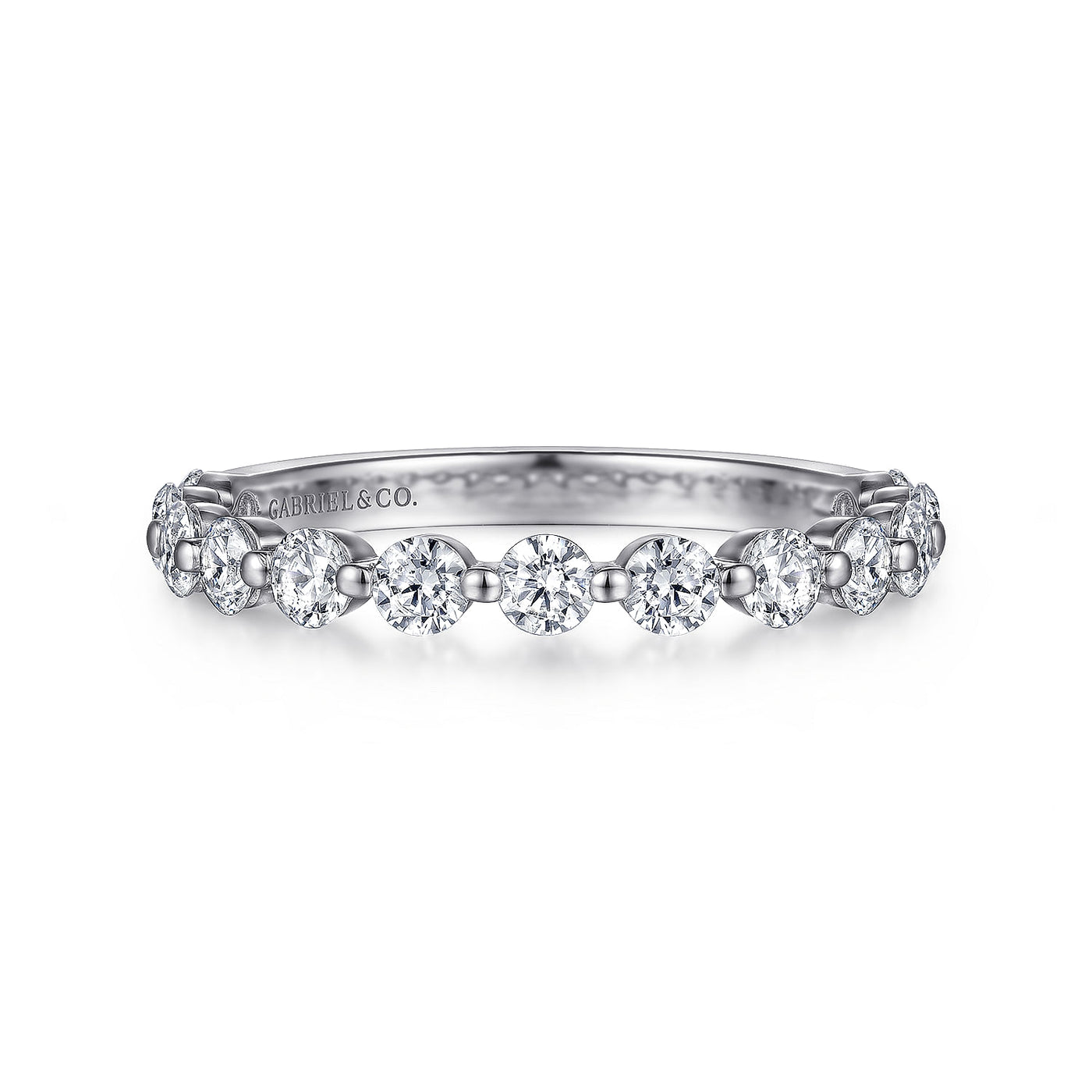 Gabriel 14K White Gold 0.838ctw Diamond Wedding Band