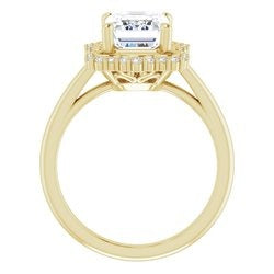 Ever & Ever 14K Yellow Gold 0.125ctw Fancy Halo Style Diamond Semi-Mount Engagement Ring