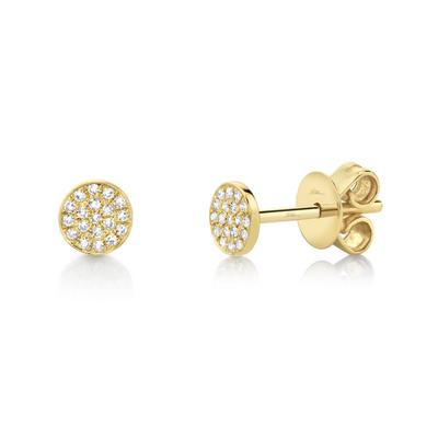 Shy Creation 14K Yellow Gold 0.07ctw Circle Stud Style Diamond Earrings