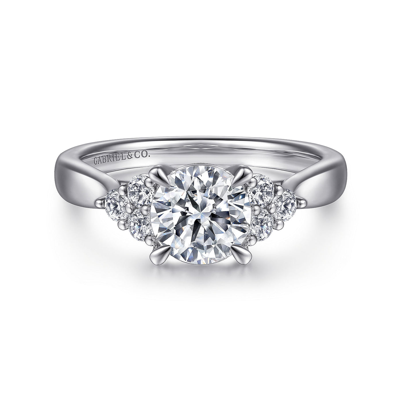 Gabriel - Contemporary Collection 14K White Gold .26ctw 4 Prong Style Diamond Semi-Mount Engagement Ring