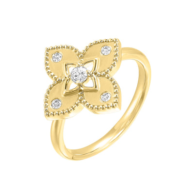 14K Yellow Gold .17ctw Etruscan Diamond Fashion Ring